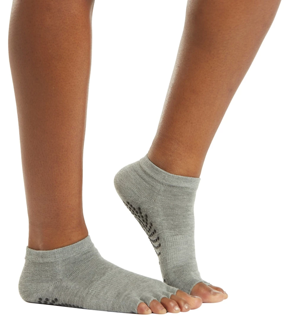Gaiam Grippy Toeless Yoga Socks Heather Grey/Black ACCESSORIES 4 Gaiam Grippy Toeless Yoga Socks Heather Grey/Black ACCESSORIES