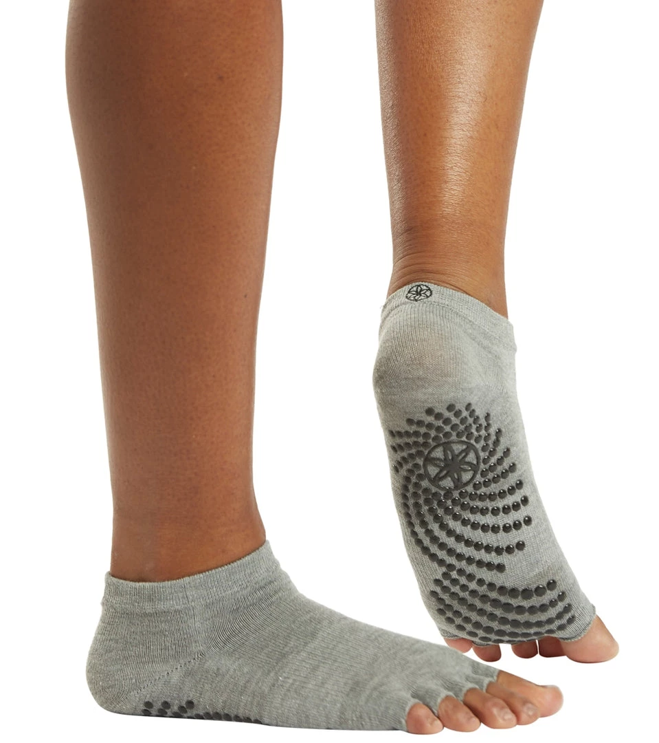 Gaiam Grippy Toeless Yoga Socks Heather Grey/Black ACCESSORIES 6 Gaiam Grippy Toeless Yoga Socks Heather Grey/Black ACCESSORIES