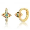 TAI Jewelry Rainbow Pave Evil Eye Huggies