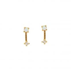 TAI Jewelry Opal Stick Studs With CZ Accents ACCESSORIES
