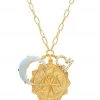 TAI Jewelry Zodiac Coin Necklace With Opal Moon Charm Libra