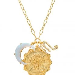 TAI Jewelry Zodiac Coin Necklace With Opal Moon Charm Scorpio ACCESSORIES