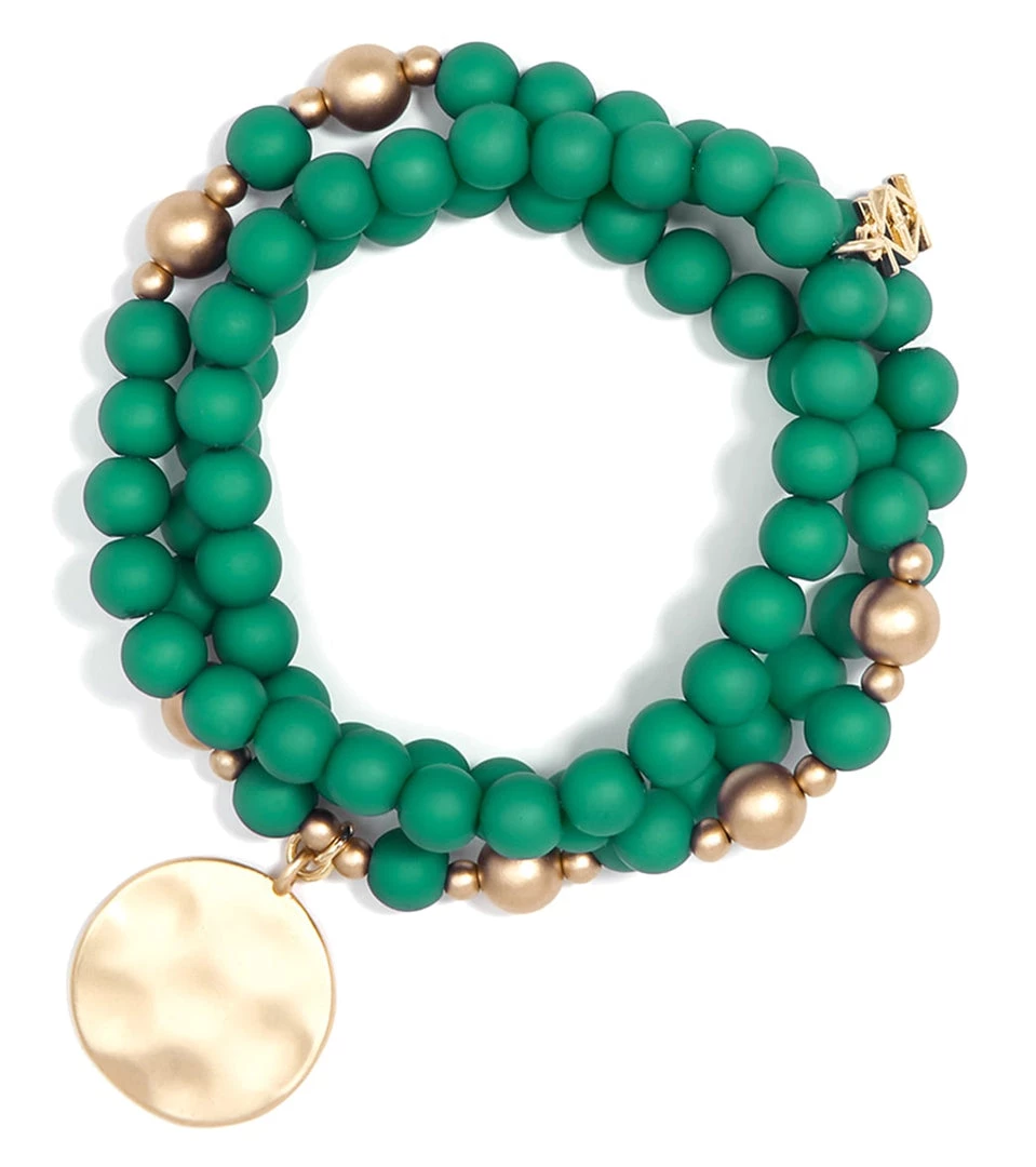 ACCESSORIES Zenzii Matte Beaded Wrap Charm Bracelet Dark Green 5 ACCESSORIES Zenzii Matte Beaded Wrap Charm Bracelet Dark Green