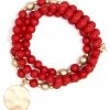 ACCESSORIES Zenzii Matte Beaded Wrap Charm Bracelet Red 1 ACCESSORIES Zenzii Matte Beaded Wrap Charm Bracelet Red