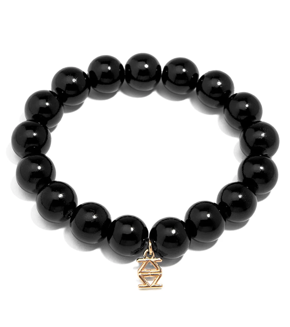 ACCESSORIES Zenzii Glass Bead Stretch Bracelet Black 3 ACCESSORIES Zenzii Glass Bead Stretch Bracelet Black
