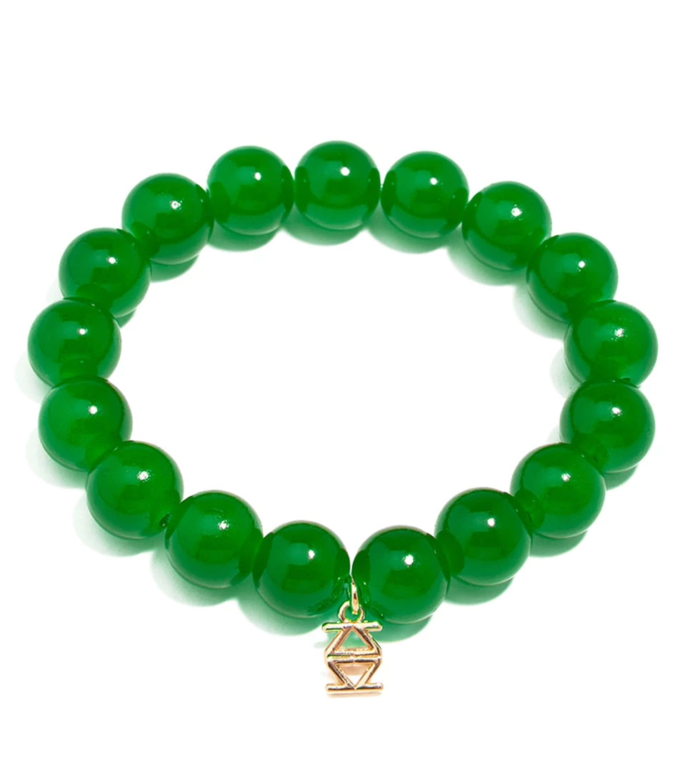 ACCESSORIES Zenzii Glass Bead Stretch Bracelet Emerald 5 ACCESSORIES Zenzii Glass Bead Stretch Bracelet Emerald