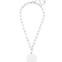 Zenzii Emblem Pendant And Chain Collar Necklace Matte Silver