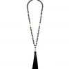 Zenzii Matte Beaded Necklace With Tassel Black ACCESSORIES
