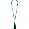 Zenzii Matte Beaded Necklace With Tassel Emerald ACCESSORIES 1 Zenzii Matte Beaded Necklace With Tassel Emerald ACCESSORIES