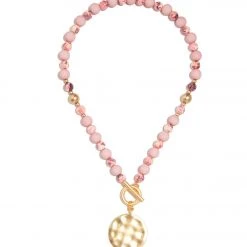 Zenzii Porcelain & Resin Beaded Charm Necklace Rose