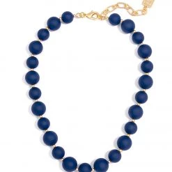 Zenzii Chunky Matte Beaded Collar Necklace Navy