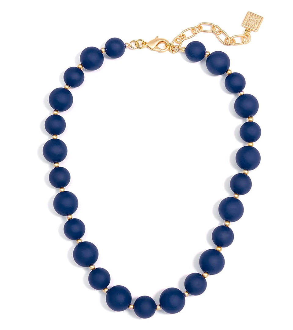 Zenzii Chunky Matte Beaded Collar Necklace Navy 5 Zenzii Chunky Matte Beaded Collar Necklace Navy