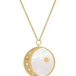TAI Jewelry Pearl Star And Moon Coin Necklace Gold 7 TAI Jewelry Pearl Star And Moon Coin Necklace Gold
