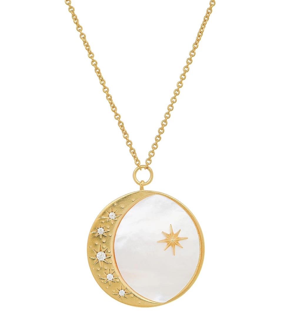 TAI Jewelry Pearl Star And Moon Coin Necklace Gold 5 TAI Jewelry Pearl Star And Moon Coin Necklace Gold