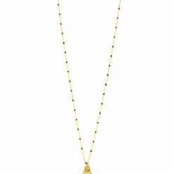 TAI Jewelry Black Enamel Beaded Necklace With Hamsa