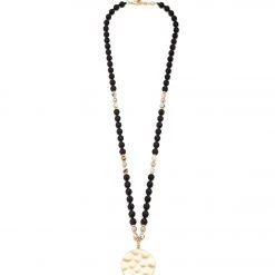 Zenzii Porcelain & Resin Beaded Pendant Necklace Black