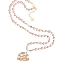 Zenzii Porcelain & Resin Beaded Pendant Necklace Rose