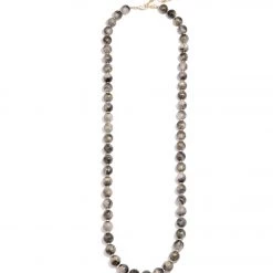 ACCESSORIES Zenzii Iridescent Beaded Long Necklace Gray 7 ACCESSORIES Zenzii Iridescent Beaded Long Necklace Gray
