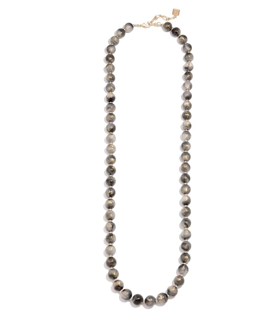 ACCESSORIES Zenzii Iridescent Beaded Long Necklace Gray 5 ACCESSORIES Zenzii Iridescent Beaded Long Necklace Gray