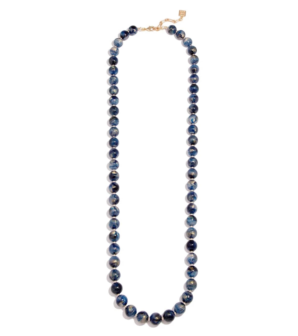 Zenzii Iridescent Beaded Long Necklace Navy 3 Zenzii Iridescent Beaded Long Necklace Navy