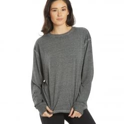Free People Keep Rolling Long Sleeve Top Black NEW ARRIVALS