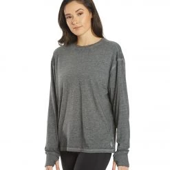 Free People Keep Rolling Long Sleeve Top Black NEW ARRIVALS