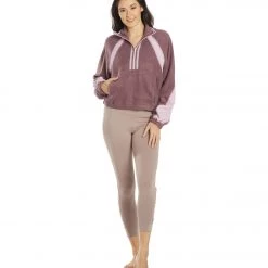 Free People So Fly Half Zip Pullover Boysenberry Combo CLOTHING 12 Free People So Fly Half Zip Pullover Boysenberry Combo CLOTHING