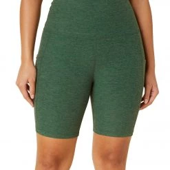 Beyond Yoga Spacedye Team Pockets High Waisted Biker Shorts Vetiver Green-Pine