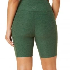 Beyond Yoga Spacedye Team Pockets High Waisted Biker Shorts Vetiver Green-Pine