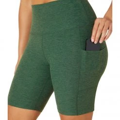 Beyond Yoga Spacedye Team Pockets High Waisted Biker Shorts Vetiver Green-Pine