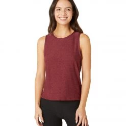 NEW ARRIVALS Beyond Yoga Featherweight Spacedye Balanced Muscle Yoga Tank Port Wine-Ruby
