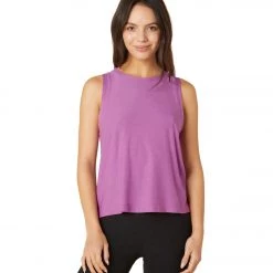 NEW ARRIVALS Beyond Yoga Featherweight Spacedye Balanced Muscle Yoga Tank Bright Iris Heather