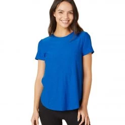 NEW ARRIVALS Beyond Yoga Featherweight Spacedye On The Down Low Yoga Tee Wayfinder Blue-Wave