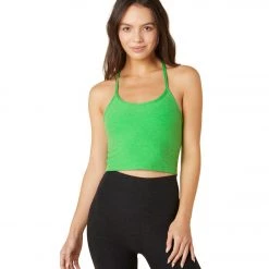 NEW ARRIVALS Beyond Yoga Spacedye Slim Racerback Cropped Tank Honeydew Pop Heather