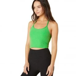 NEW ARRIVALS Beyond Yoga Spacedye Slim Racerback Cropped Tank Honeydew Pop Heather