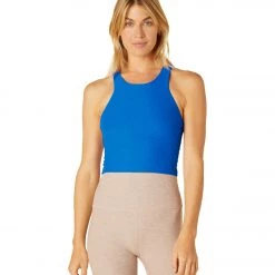 NEW ARRIVALS Beyond Yoga Focus Cropped Tank Wayfinder Blue-Wave