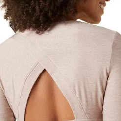 Beyond Yoga Overlap Long Sleeve Cropped Pullover Chai