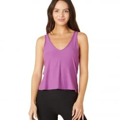 NEW ARRIVALS Beyond Yoga Featherweight Double V Tank Bright Iris Heather