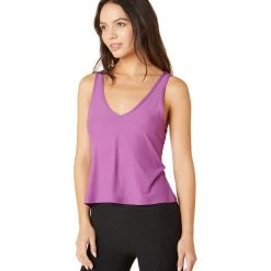NEW ARRIVALS Beyond Yoga Featherweight Double V Tank Bright Iris Heather