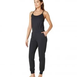 NEW ARRIVALS Beyond Yoga Heather Rib Lounge Around Jumpsuit Black Heather