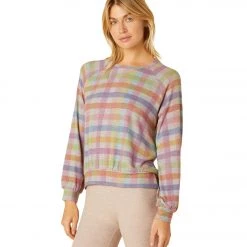Beyond Yoga Relaxed Raglan Pullover Pastel Gingham NEW ARRIVALS