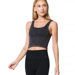 CLOTHING NUX Be Free Mineral Wash Seamless Yoga Crop Top Black Wash