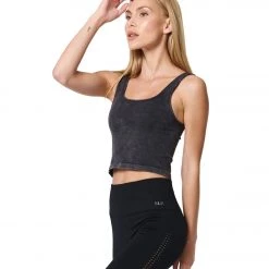 CLOTHING NUX Be Free Mineral Wash Seamless Yoga Crop Top Black Wash