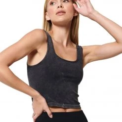 CLOTHING NUX Be Free Mineral Wash Seamless Yoga Crop Top Black Wash