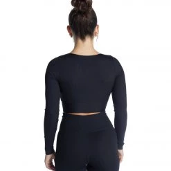 Year Of Ours Ribbed V Crop Long Sleeve Black CLOTHING