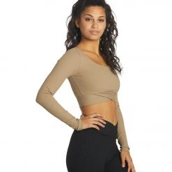 Year Of Ours Ribbed V Crop Long Sleeve Caribou