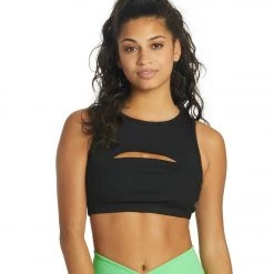 Year Of Ours Ribbed Cut Out Bra Black CLOTHING