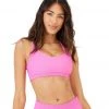 Onzie Half Moon Yoga Sports Bra Ibis Rose Rib