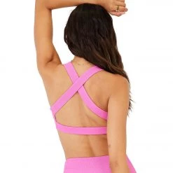 Onzie Half Moon Yoga Sports Bra Ibis Rose Rib 10 Onzie Half Moon Yoga Sports Bra Ibis Rose Rib