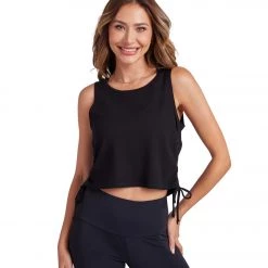 Onzie Side Tie Tank Black Core Rib NEW ARRIVALS